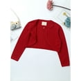 thumbnail image 4 of Haitryli Kids Girls Bowknot Knitted Bolero Cardigan Wedding Dress Cover up Red 10, 4 of 7