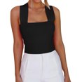 thumbnail image 3 of Summer Sleeveless Square Neck Solid Color Slim Fit Tank Tops, 3 of 6