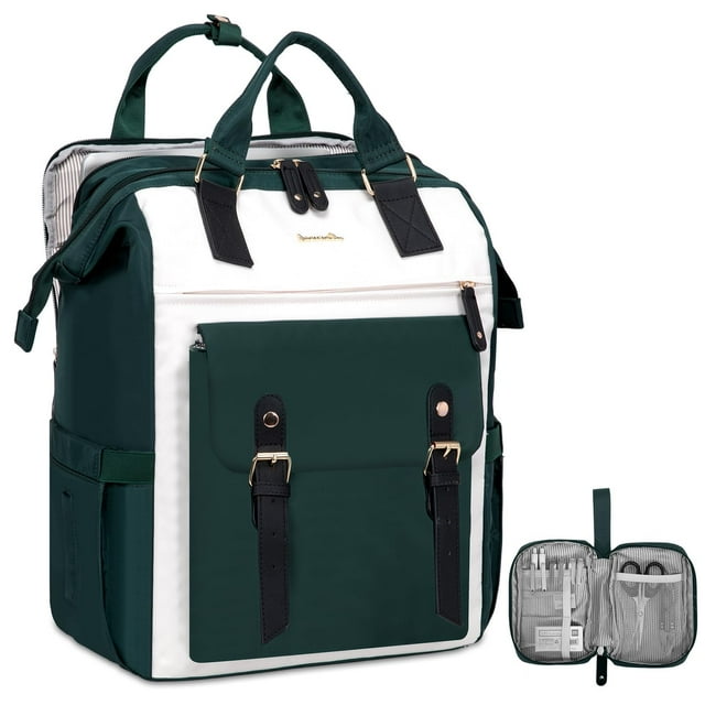 Mochila para portátil LOVEVOOK, beige y verde, 17.3 pulgadas, resistente al agua