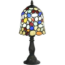 Bieye L10729 Colored Cobblestone Tiffany Style Stained Glass Table Lamp with 6-inch Wide Lampshade, Multi-Colored, 15 inch Tall