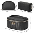 thumbnail image 3 of Toiletry Bag Women Large Capacity Makeup Bag with Waterproof PU Makeup Bag Travel Case 3 Pieces Black, 3 of 5