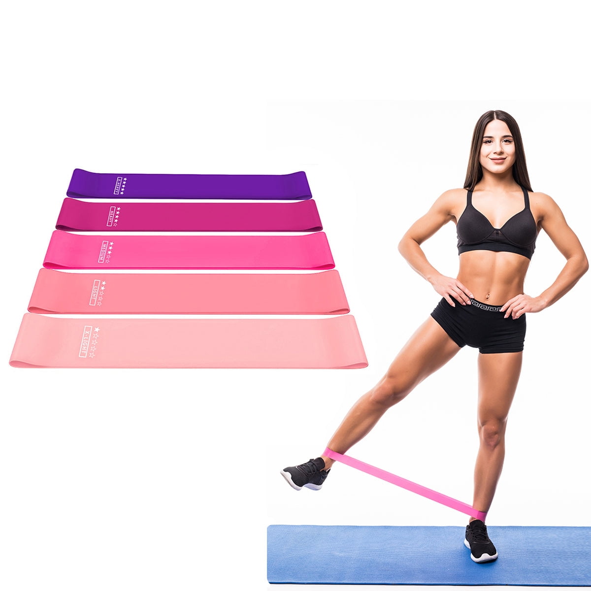 5-Pack: Precision Workout Yoga Fitness Exercise Bands