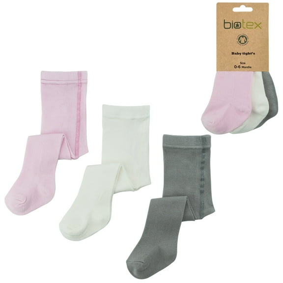 Biotex Organic Cotton Baby Girl Tights | Leggings for Infants | 3 Pairs | Model: 1002