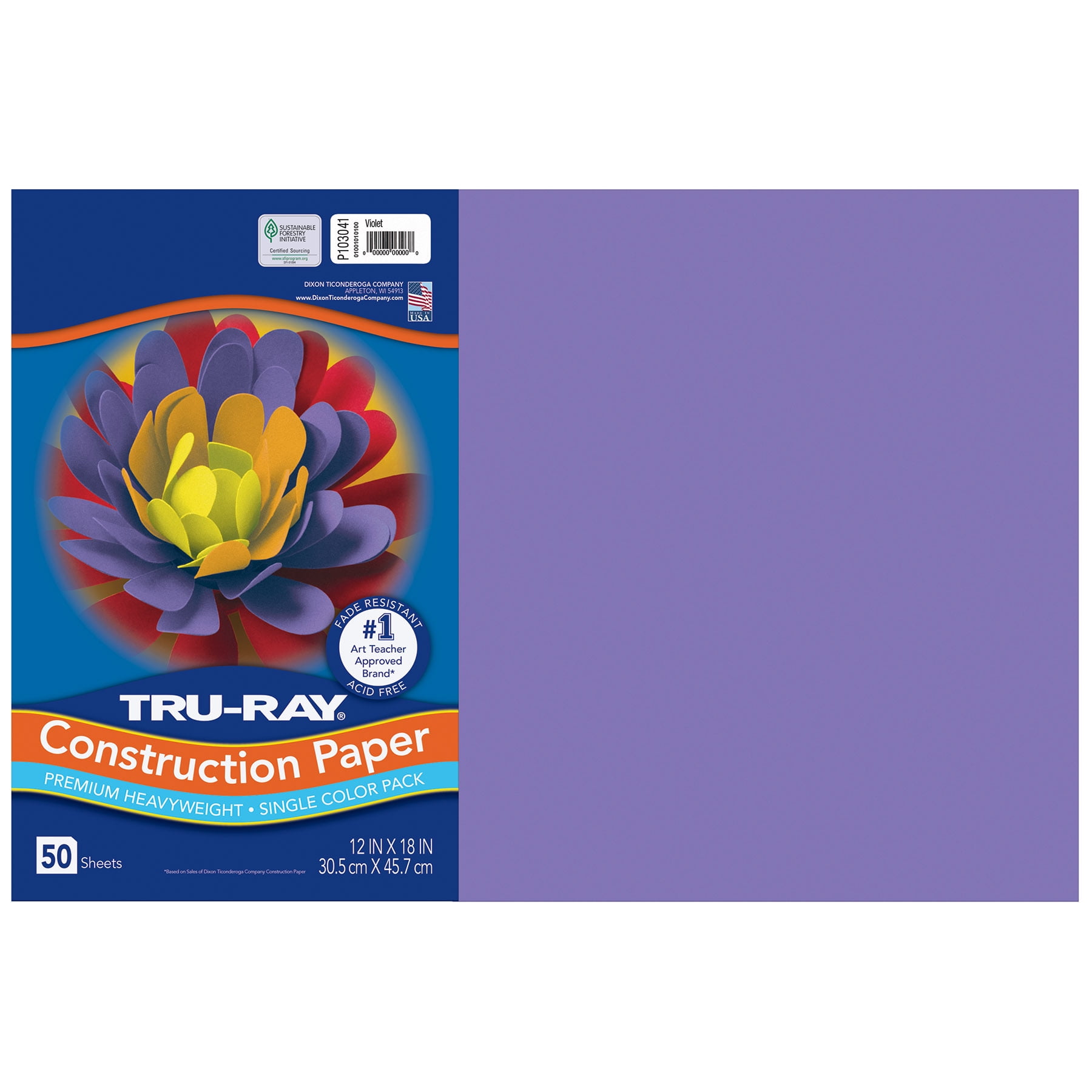 Tru-Ray Construction Paper, Heavyweight, Violet, 12" x 18", 50 Sheets Per Pack, 3 Packs