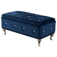 thumbnail image 3 of Pilaster Designs Jane 18" Transitional Velvet Storage Bench in Blue, 3 of 5