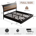 thumbnail image 5 of Honfach Floating Full Size Bed Frame with LED Lights & Charging Station, Platform Bed with Wooden Storage Headboard, Black., 5 of 9