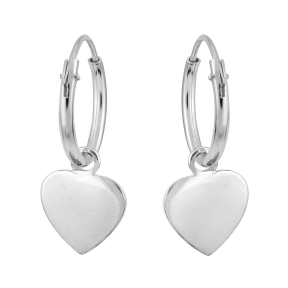 Sweet Romance Dangling Hearts on Sterling Silver Hoop Earrings