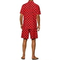thumbnail image 3 of Lars Amadeus Polka Dots Hawaiian Set for Men's Short Sleeves Summer Shirts 2 Pieces Suit, 3 of 4