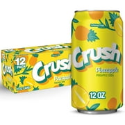 Crush Caffeine Free Pineapple Soda Pop, 12 fl oz, 12 Pack Cans