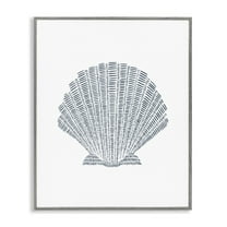 Stupell Industries Minimal Sea Shell Coastal Painting Gray Framed Art Print Wall Art, 16 x 20