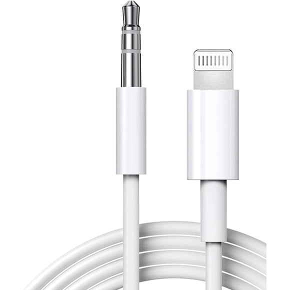 Cable auxiliar con certificación Apple MFi Lightning de 3,5 mm y 1 m, color blanco