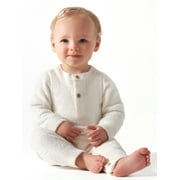 Modern Moments by Gerber Baby Boy or Girl Gender Neutral Long Sleeve Cozy Henley Long Sleeve Romper, Sizes 0/3-24 Months