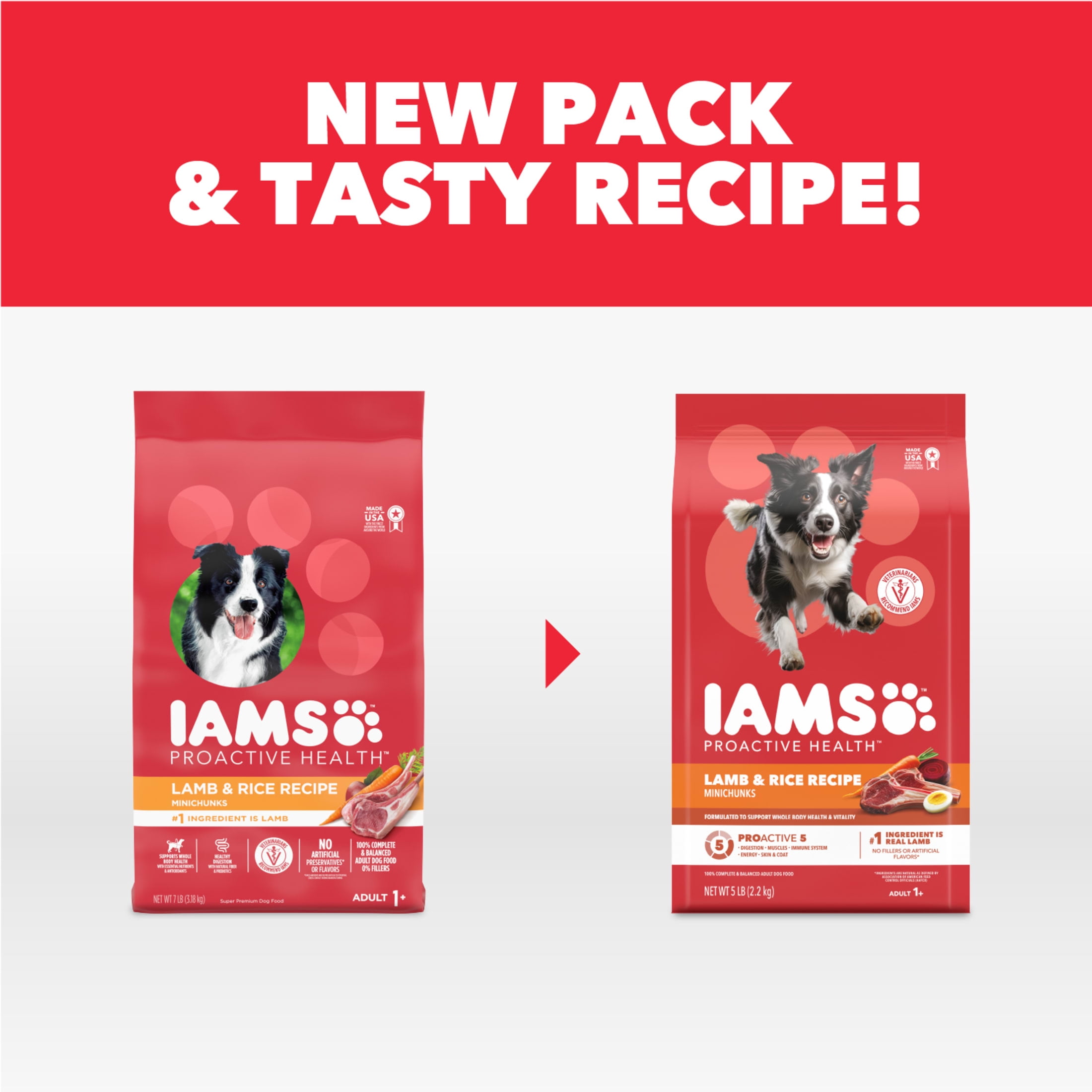 IAMS Proactive Health Adult Minichunks Lamb & Rice Recipe Dry Dog Food, (4) 5 Lb Bags