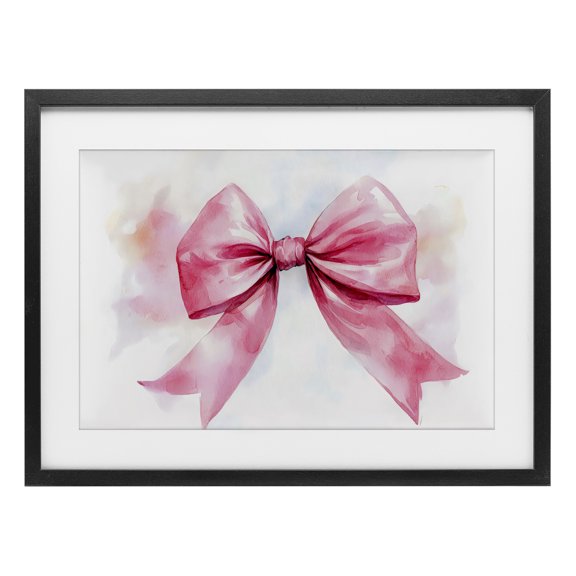 Stupell Industries Glam Watercolor Fade Pink Bow Black Framed Print Under Glass, 20 x 14, by Creative Studio
