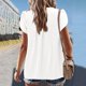 thumbnail image 3 of Tops de Encaje de Manga Corta para las Mujeres Blusa de Suéter de Cuello Redondo Sólido, Top de Fiesta Casual con Forro Interior, 3 of 8