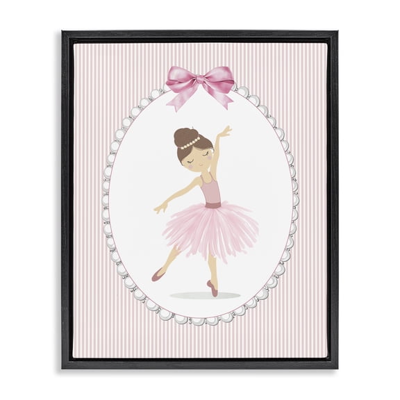 Stupell Industries Delicate Dance on Stripes Black Framed Floater Canvas Wall Art, design by Christine Simpson Art
