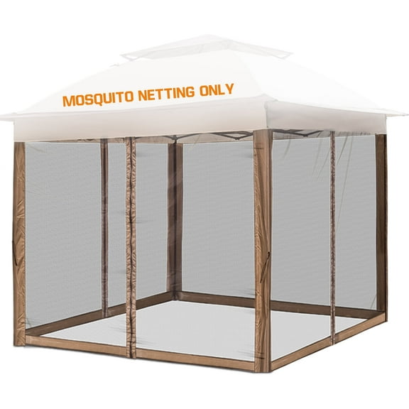 COOS BAY Replacement Mosquito Netting, Mesh Screen Wall Panel for 11'x11' Gazebo Tent, Beige (4 Sidewalls Only)