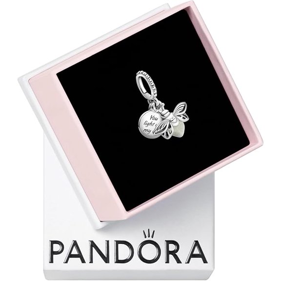 PANDORA Glow-in-the-Dark Firefly Dangle Charm - Compatible with PANDORA Moments Bracelets - Jewelry for Women - Gift for Women - Made with Sterling Silver, With Gift Box