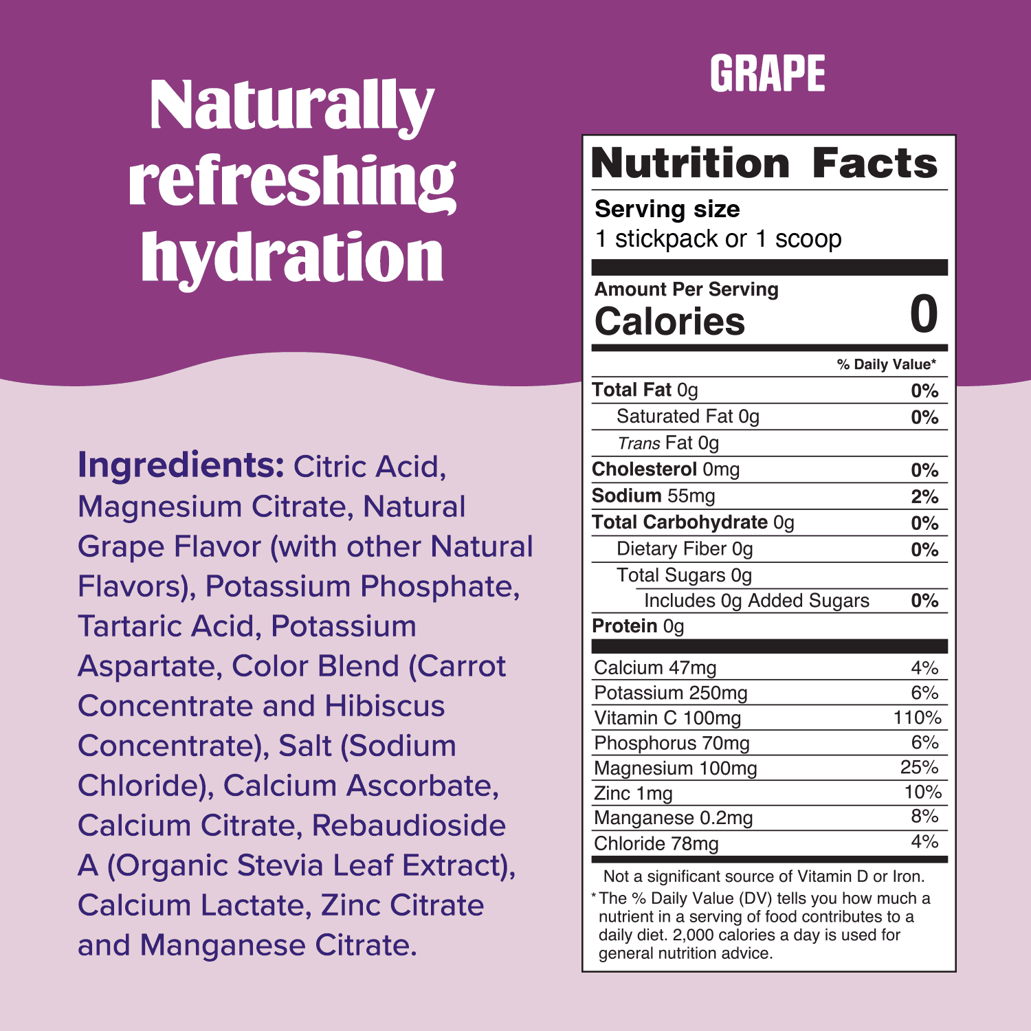 Ultima Replenisher Hydration Electrolyte Powder Drink Mix, Keto, Sugar-Free Grape, 30 Servings
