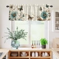 thumbnail image 5 of 3 Piece Kitchen Curtains and Valances Set Vintage Flowers Cafe Curtains 36 Inch Length Spring Floral Teal Tulip Butterfly Valance & Tier Curtain for Living Room Bedroom Small Window 54"x18"+27"x36"*2, 5 of 6