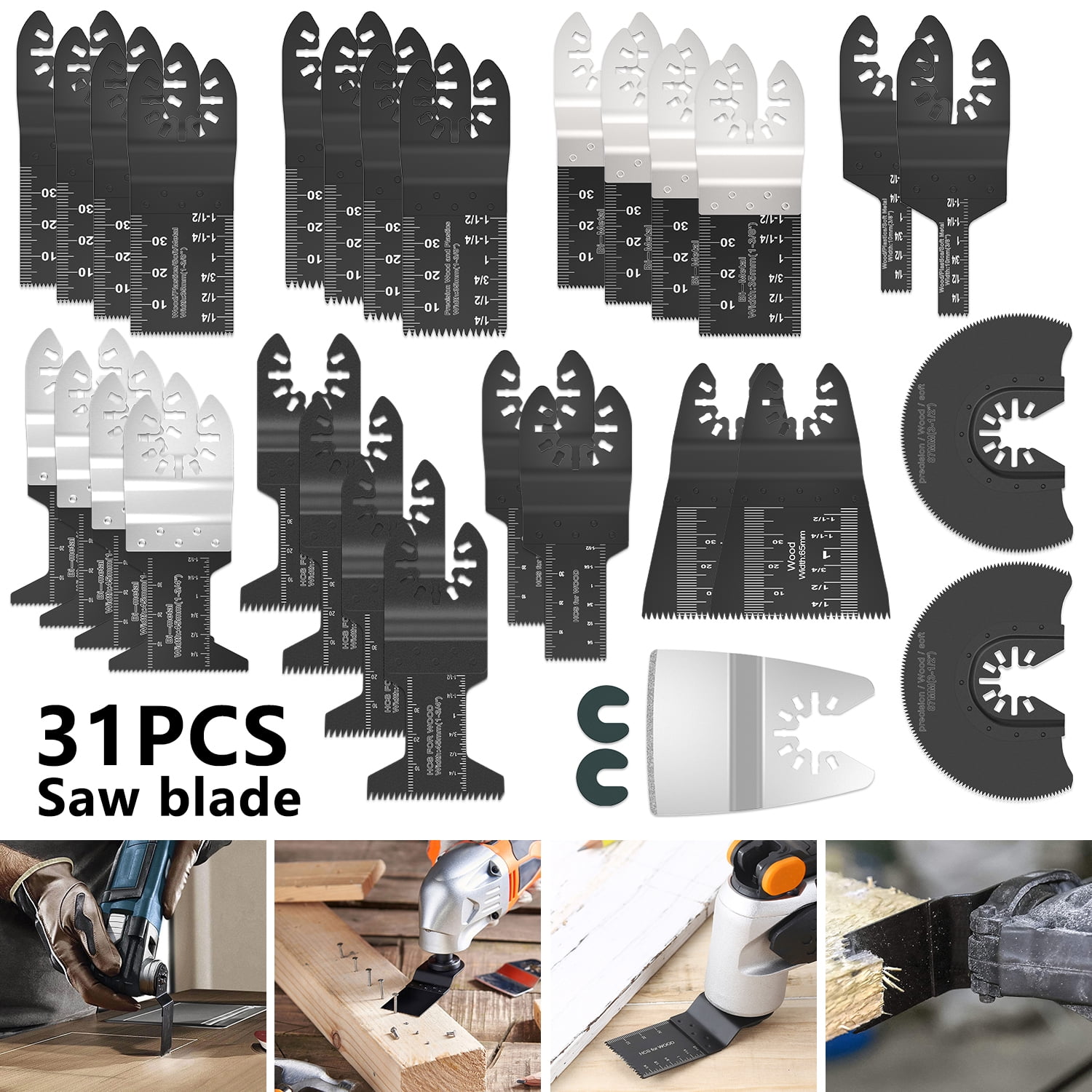 26PCS Oscillating Multi Tool Saw Blade For Fein Ridgid Makita Bosch Rotary Set 