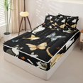 thumbnail image 2 of jejeloiu Watercolor Cat Butterfly Zipper Full Size Comforter Sets with Fitted Sheet and 2 Pillowcases For Kids,Colorful Cute Pet Animals Zipper Bedding Set For Girls,Reversible,4 Pieces, 2 of 7