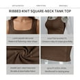 thumbnail image 4 of Womens Tank Tops Square Neck Fitted Sleeveless T-Shirts Ribbed Basic Top Brown M, 4 of 7