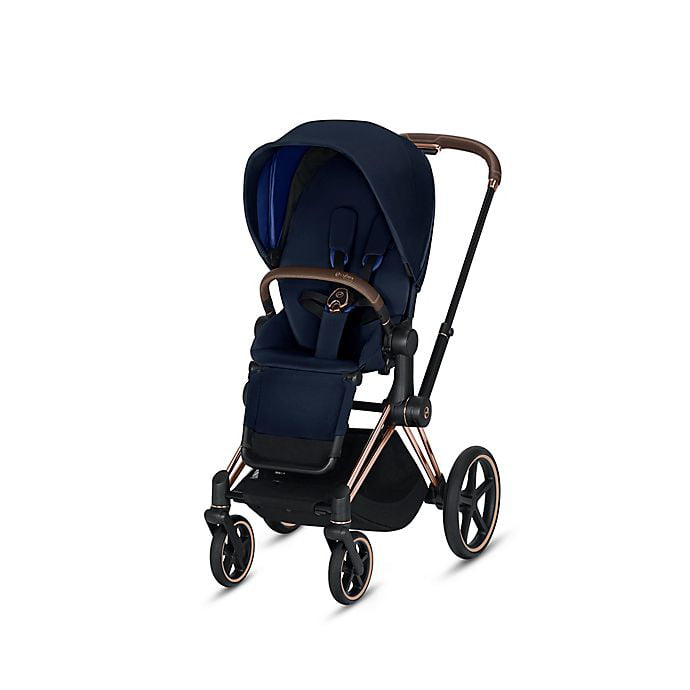 CYBEX Priam Stroller with Rose Gold Frame and Indigo Blue Seat