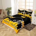 thumbnail image 3 of Erosebridal American Football Players Duvet Cover,Sports Bedding Set Queen,Football Player Comforter Cover,Rugby Bed Sets with 2 Pillow Shams Bedroom Decor,Yellow Black(Pittsburgh), 3 of 5