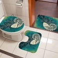 thumbnail image 5 of Abstract Conch Bathroom Rugs Set Marine Life City Route Turquoise Gradient Non Slip Absorbent Soft Bath Mats 3 Piece Set with Bathroom Rug, U-Shaped Floor Mat, Toilet Seat Cover Large Size, 5 of 9