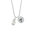 thumbnail image 2 of Delight Jewelry Silvertone Imitation Pearl Snowman Silvertone Script Initial Disc - F - Charm Necklace, 20"+3", 2 of 4