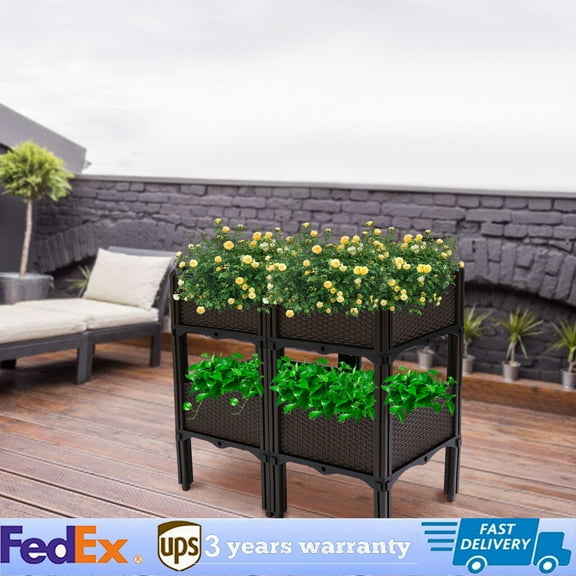 Denest 2 Tiers Elevated Raised Garden Bed with Legs Planter Grow Box Outdoor Yard US