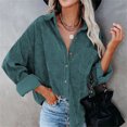 thumbnail image 4 of Camisa de mujer Qarigey Casual de pana Verde L, 4 of 6