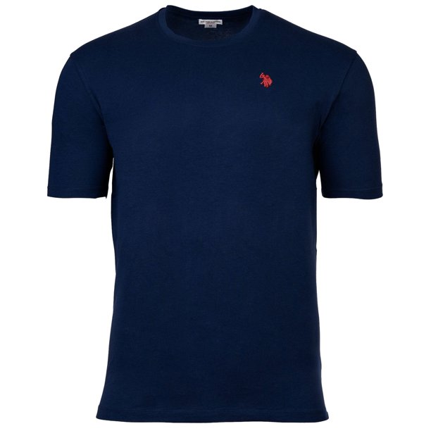 U.S. POLO ASSN. Camiseta para hombre - Jersey cardado, cuello redondo, logotipo bordado, algodón Azul oscuro S (Small)