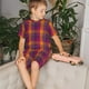 thumbnail image 4 of Balery Orange and Purple Plaid Conjunto de Pijama Infantil de Manga Corta con Estampado – Ropa de Dormir de Algodón Suave-Small, 4 of 6