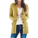 thumbnail image 1 of Jersey tipo cárdigan PRETTYGARDEN para mujer, tejido trenzado, amarillo, 1 of 6