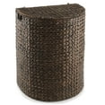 thumbnail image 3 of Casafield Half Moon Laundry Hamper with Lid and Removable Liner Bag - Espresso Dark Brown, Woven Water Hyacinth Laundry Basket Sorter for Clothes, 3 of 7