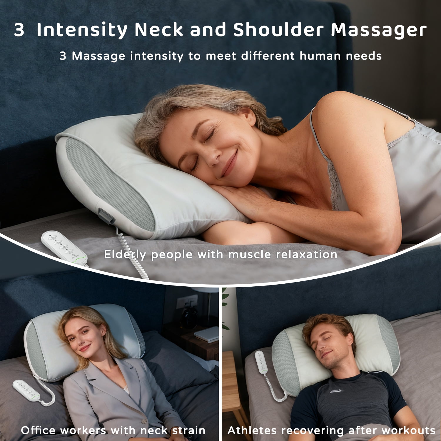 Zenopax Neck Massager for Pain Relief Deep Tissue , Cordless & Rechargeable Neck and Shoulder Massager with Heat ,3 Modes & Intensities & Heatings 4D Sleeping Kneading Pillow