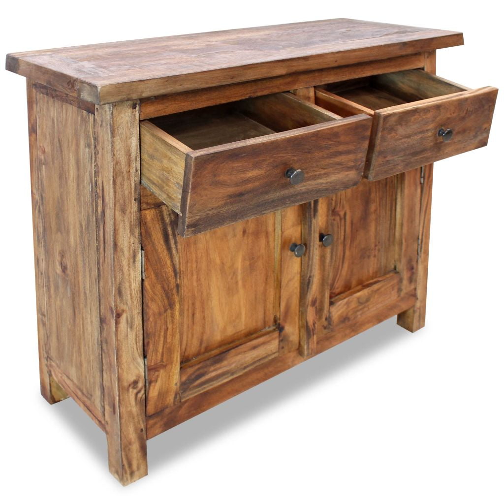 Kepooman Modern Solid Reclaimed Wood End Cabinet Cupboard with 2 Doors & 2 Drawers for Living Room, Brown Kepooman Modern Solid Reclaimed Wood End Cabinet Cupboard with 2 Doors & 2 Drawers for Living Room, Brown
