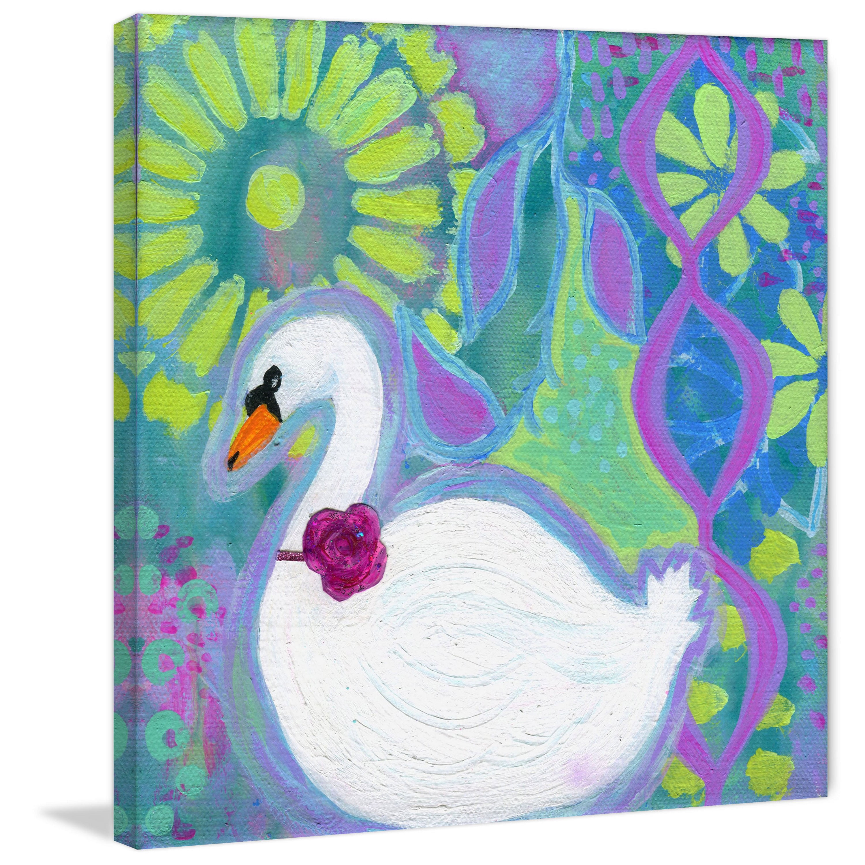 Marmont Hill "Swan 1" by Jill Lambert Painting Print on Wrapped Canvas
