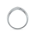 thumbnail image 4 of BERRICLE Sterling Silver Wishbone Wedding Rings Round Cut Cubic Zirconia CZ Curved Half Eternity Ring for Women, Rhodium Plated Size 8, 4 of 8