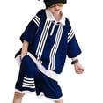 thumbnail image 4 of Minnieouse Traje de algodón a rayas para niños, cremallera colorida, manga larga, verano, suelto, viaje, fotografía, Jersey, ropa corta conjuntos de ropa 120CM, 4 of 6