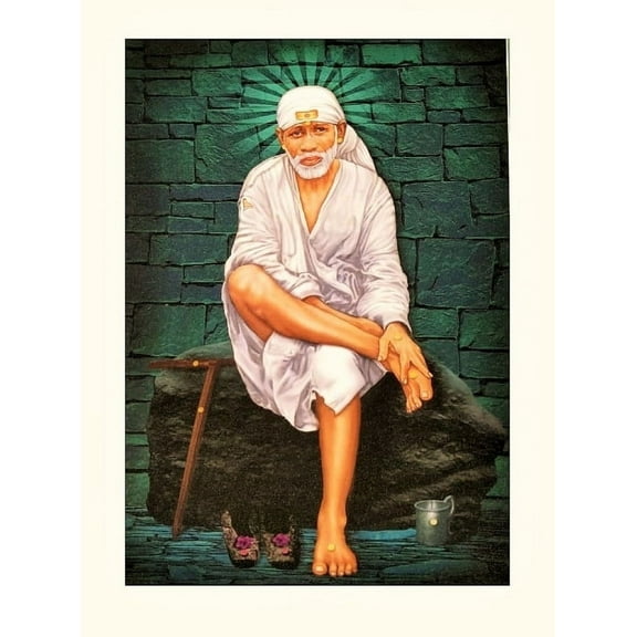 Bm Traders Sai Baba Shirdi Wall Sticker Poster Print Without Frame (20 X 28 Inches) OR (50.80 Cm X 71.12 Cm) Religious Gifting