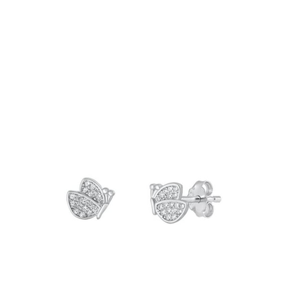 Sterling Silver Clear Cubic Zirconia Butterfly Earrings 925 New Jewelry Female Unisex