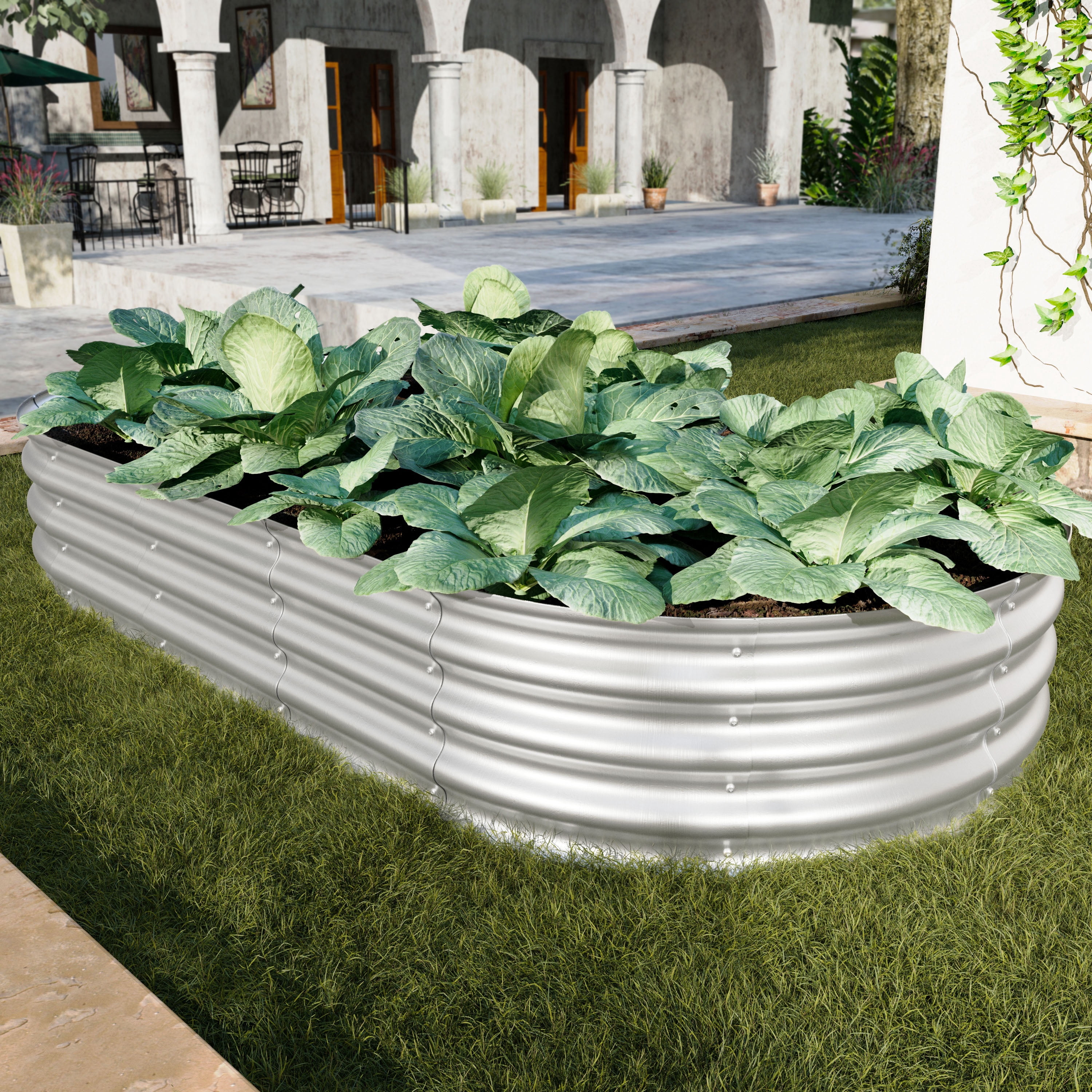 2Pcs Raised Garden Bed Kit, Galvanized Planter Raised Garden Beds for Outdoor for Vegetables, Flowers &Herbs, Heavy Duty, Rust-Resistant, 6x3x1Ft