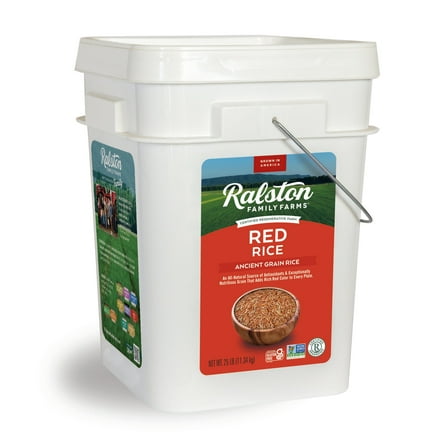 Ralston Family Farms Red Rice, 25 Pound Bucket, Ancient Grain, Non-GMO, Naturally Gluten Free, Red Artisanal Rice Grown in USA