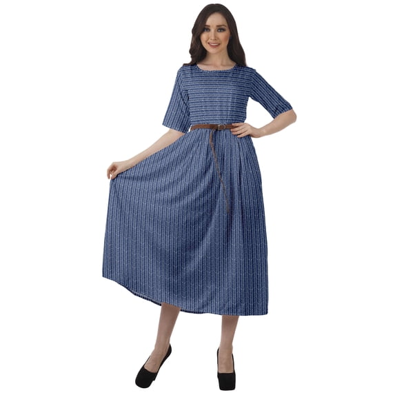 Moomaya Printed Short Sleeve Dress Pleated Women Plus Size Casual Work Dress