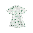 thumbnail image 1 of TheFound Girls Shirt Dress, Clover Print Bandage Button-Down One-Piece, 1 of 8