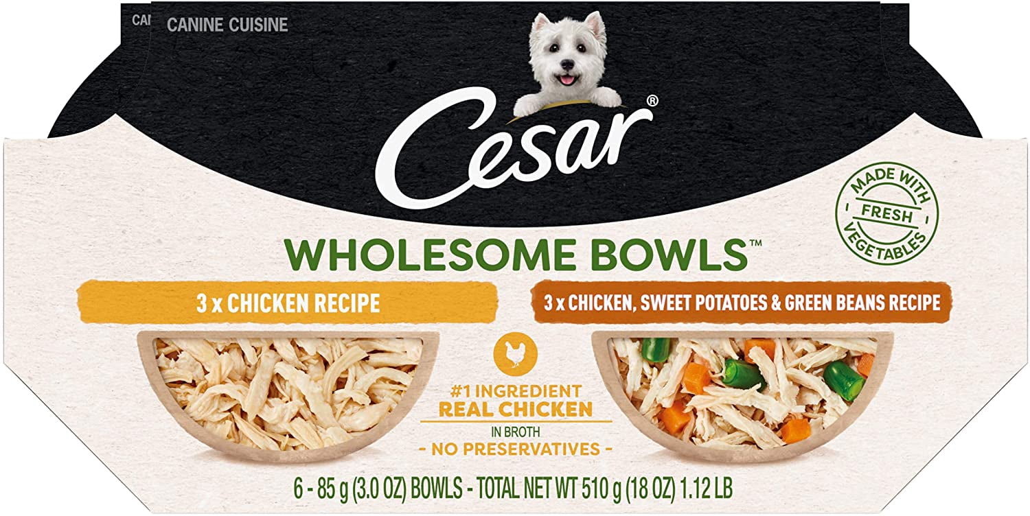Cesar Wholesome Bowls Adult Soft Wet Dog Food Variety Pack, Chicken