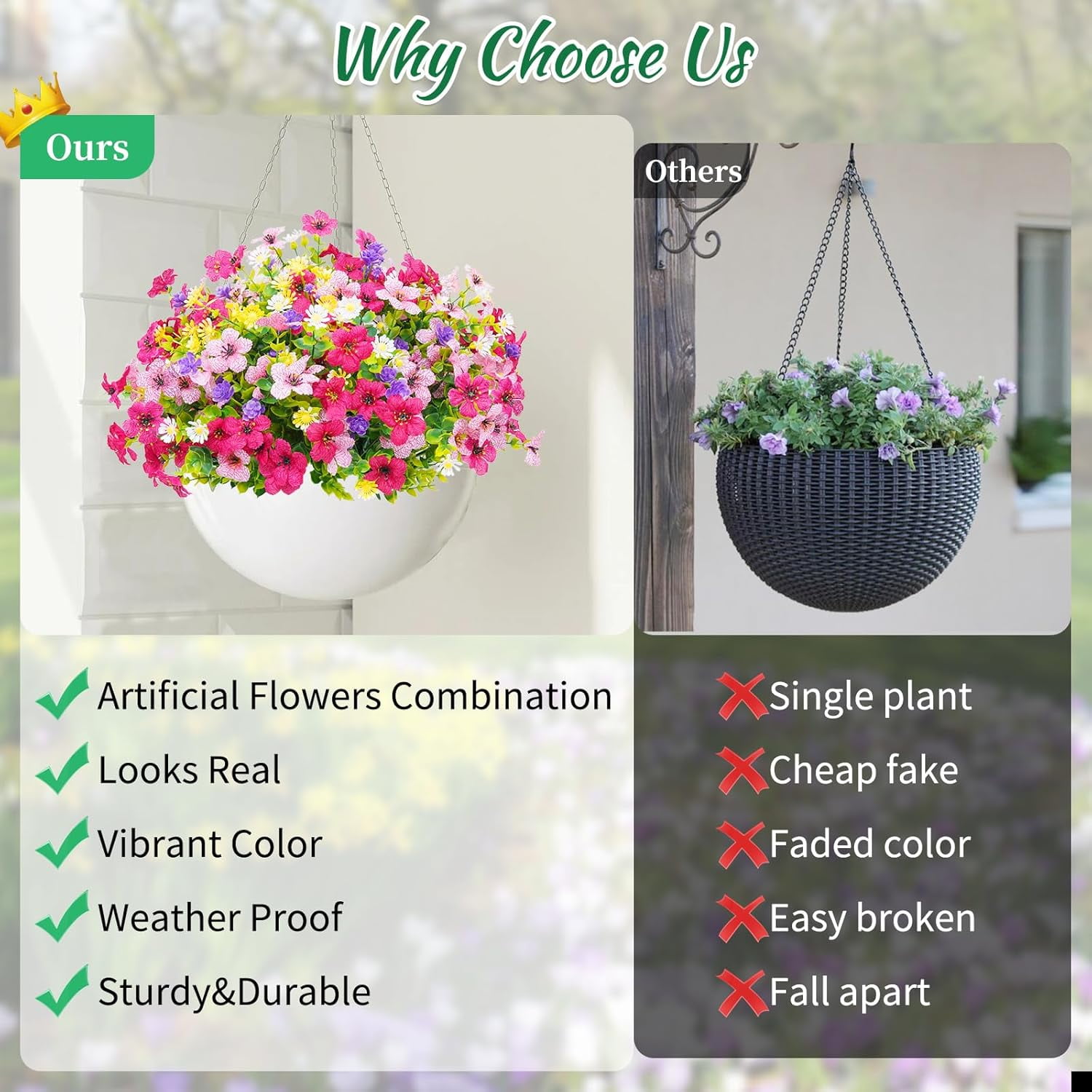 Waipfaru Artificial Flowers UV Resistant Plastic Potted Boxwood for Outdoor Garden Décor